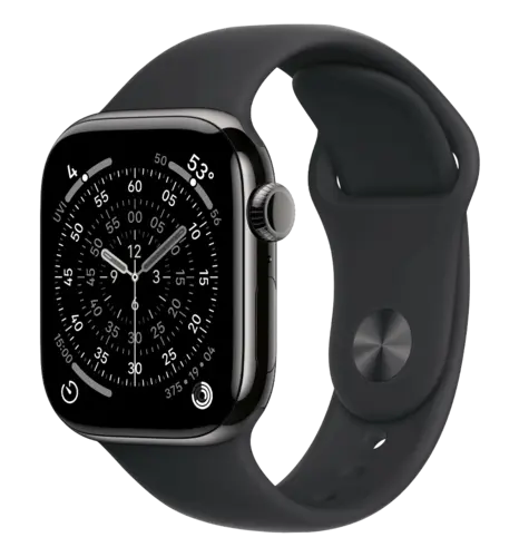 Apple Watch Series 11 GPS + Cellular 42mm Slate Titanium Case with Black Sport Band - S/M (MF8R4)