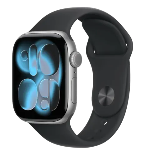 Apple Watch Series 11 GPS + Cellular 42mm Space Grey Aluminium Case with Black Sport Band - S/M (MF8A4)