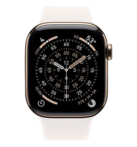 Apple Watch Series 11 GPS + Cellular 46mm Gold Titanium Case with Light Blush Sport Band - S/M (MFD54)