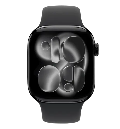 Apple Watch Series 11 GPS + Cellular 46mm Jet Black Aluminium Case with Black Sport Band - S/M (MFC24)
