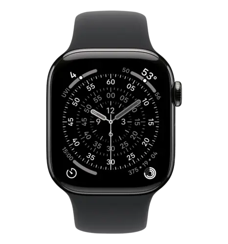 Apple Watch Series 11 GPS + Cellular 46mm Slate Titanium Case with Black Sport Band - S/M (MFD14)