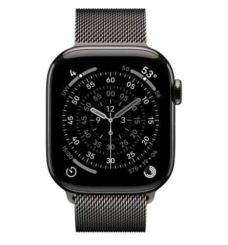 Apple Watch Series 11 GPS + Cellular 46mm Slate Titanium Case with Slate Milanese Loop - S/M (MFD34)