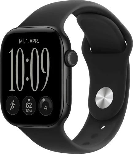 Apple Watch Series 12 Cellular 42mm Black Aluminum Case with Black Sport Band M/L (MJG14)
