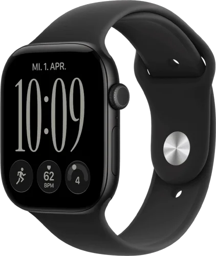 Apple Watch Series 12 Cellular 46mm Black Aluminum Case with Black Sport Band M/L (MJG94)