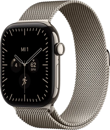 Apple Watch Series 12 Cellular 46mm Natural Titanium Case with Natural Milanese Loop M/L (MJGQ4)