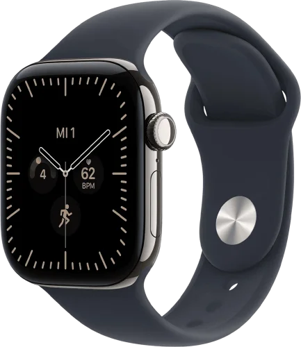 Apple Watch Series 12 Cellular 46mm Natural Titanium Case with Navy Blue Sport Band S/M (MJGM4)