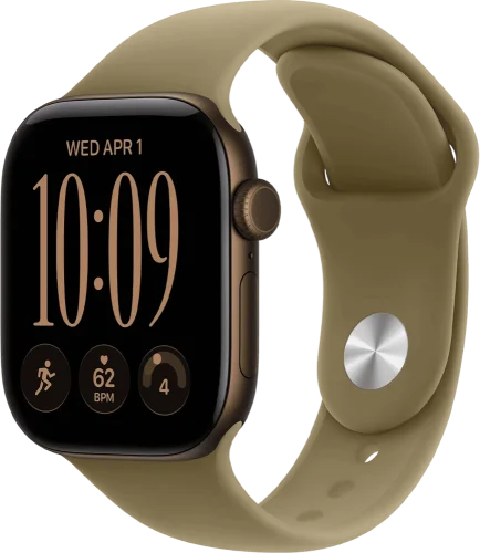 Apple Watch Series 12 GPS 42mm Dark Bronze Aluminum Case with Olive Sport Band S/M (MJEF4)