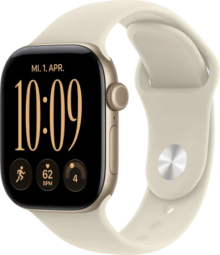 Apple Watch Series 12 GPS 42mm Light Gold Aluminum Case with Sand Sport Band S/M (MJED4)