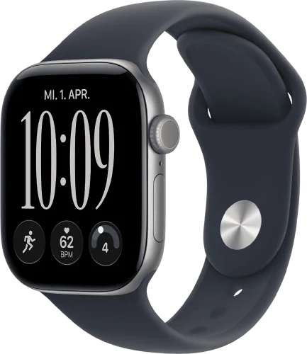 Apple Watch Series 12 GPS 42mm Space Gray Aluminum Case with Navy Blue Sport Band S/M (MJE74)
