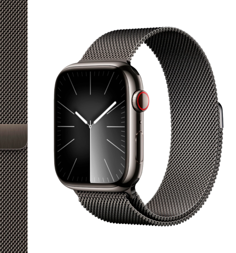Apple Watch Series 9 41mm GPS + Cellular Graphite Stainless Steel Case with Graphite Milanese Loop (MRJA3)