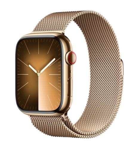 Apple Watch Series 9 45mm GPS + Cellular Gold Stainless Steel Case with Gold Milanese Loop (MRMU3)