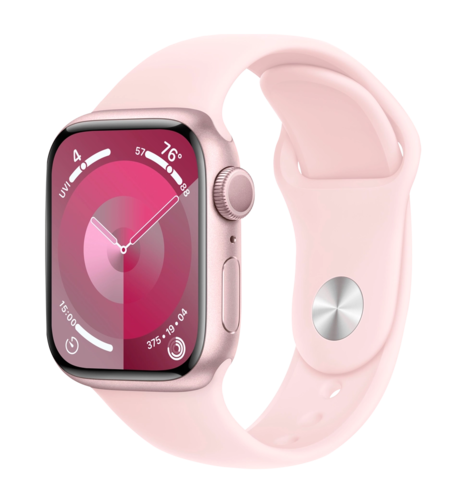 Apple Watch Series 9 45mm Pink Aluminum Case with Light Pink Sport Band S/M (MR9G3)