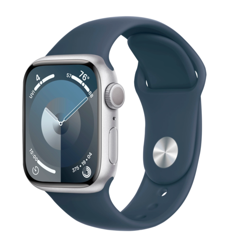 Apple Watch S9 45mm Silver Alu Case Storm Blue Sport Band M/L (MR9E3)
