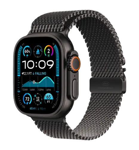 Apple Watch Ultra 2 49mm GPS + LTE Black Titanium Case with Black Titanium Milanese Loop Large (MX5V3)