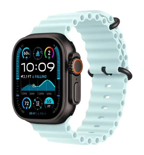 Apple Watch Ultra 2 49mm GPS + LTE Black Titanium Case with Ice Blue Ocean Band (MYTC3, MYP83)