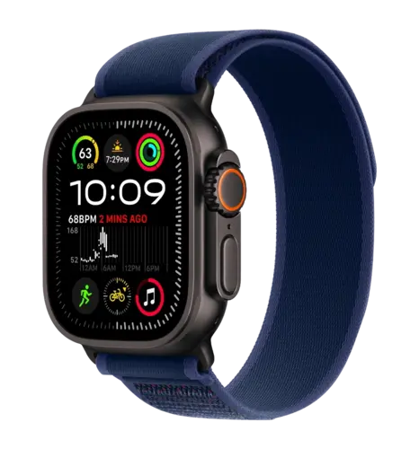 Apple Watch Ultra 2 49mm GPS + LTE Black Titanium Case with Navy Alpine Loop Large (MYTF3, MYPY3)