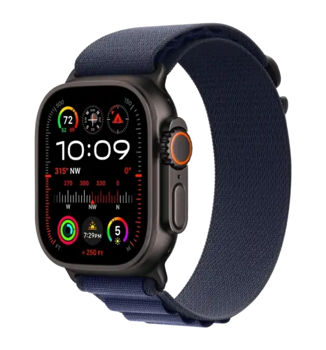 Apple Watch Ultra 2 49mm GPS + LTE Black Titanium Case with Navy Alpine Loop Medium (MYTF3, MYPX3)