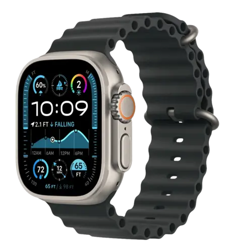 Apple Watch Ultra 2 49mm Natural Titanium Case with Black Ocean Band (MYT03+MXTL3)