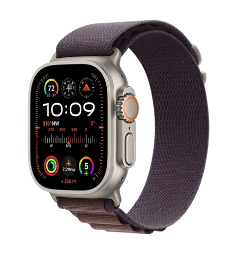 Apple Watch Ultra 2 49mm Natural Titanium Case with Indigo Alpine Loop - Medium (MRET3)