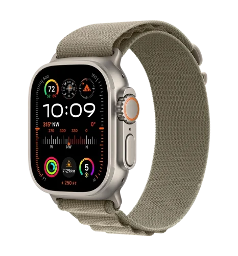 Apple Watch Ultra 2 49mm Natural Titanium Case with Olive Alpine Loop - Small (MREX3) Б/В