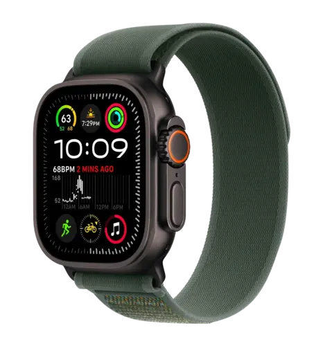 Apple Watch Ultra 2 GPS 49mm Black Titanium Case with Dark Green Alpine Loop Small
