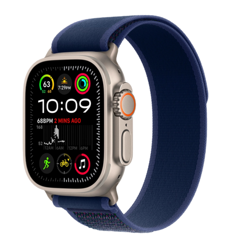 Apple Watch Ultra 2 GPS 49mm Natural Titanium Case with Blue Trail Loop S/M UA