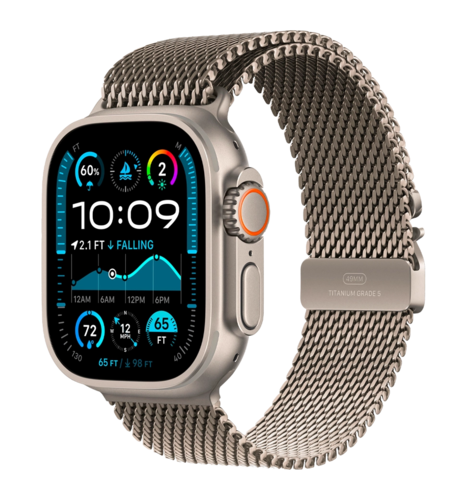 Apple Watch Ultra 2 GPS 49mm Natural Titanium Case with Natural Titanium Milanese Loop M UA