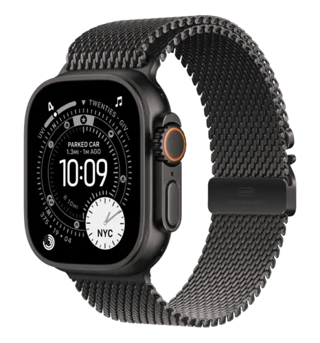 Apple Watch Ultra 3 GPS + Cellular 49mm Black Titanium Case with Black Titanium Milanese Loop - Large (MF1T4)
