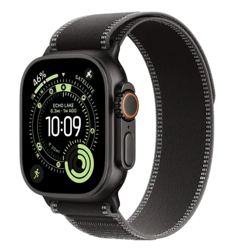 Apple Watch Ultra 3 GPS + Cellular 49mm Black Titanium Case with Black/Charcoal Trail Loop - M/L (MF1H4)