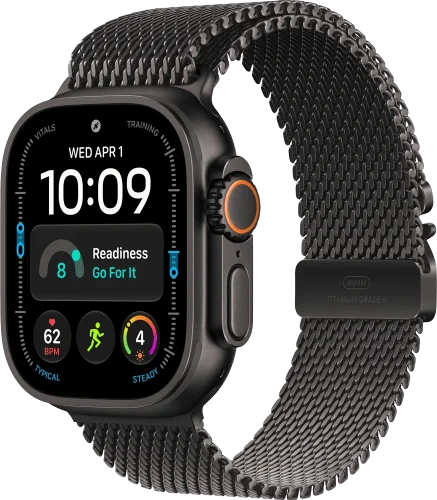 Apple Watch Ultra 4 Black Titanium Case with Black Titanium Milanese Loop M (MJAV4)