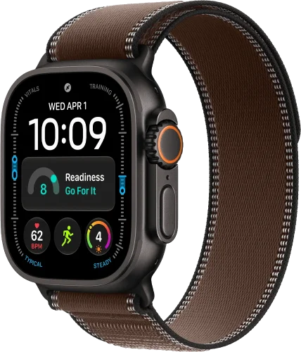 Apple Watch Ultra 4 Black Titanium Case with Dark Umber Trail Loop S/M (MJCT4+MKAA4)
