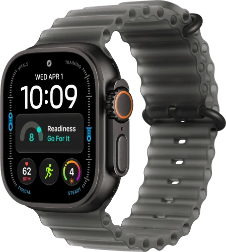 Apple Watch Ultra 4 Black Titanium Case with Translucent Black Ocean Band (MJAY4)