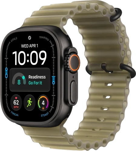 Apple Watch Ultra 4 Black Titanium Case with Translucent Kelp Ocean Band (MJCT4+MKAV4)