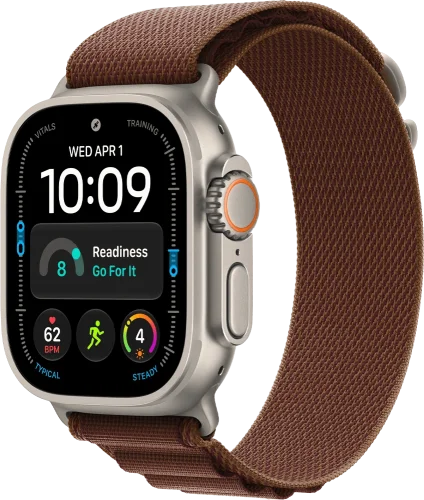 Apple Watch Ultra 4 Natural Titanium Case with Burgundy Alpine Loop L (MJCR4+MK7F4)