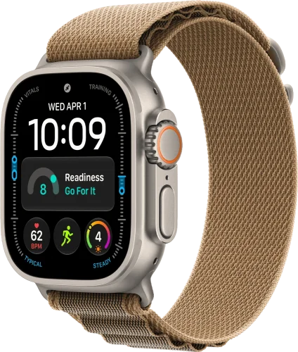 Apple Watch Ultra 4 Natural Titanium Case with Desert Alpine Loop L (MJAG4)