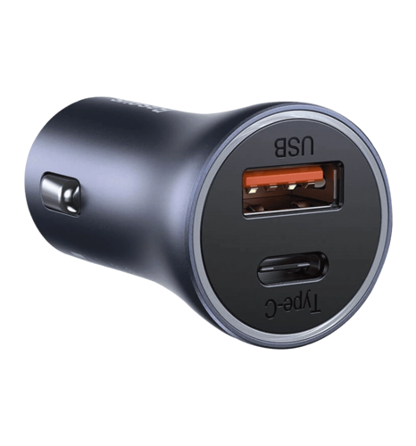 АЗП Baseus USB+USB-C Golden Contactor Pro 40W with Type-C to Lightng Cable Dark Gray (TZCCJD-B0G)