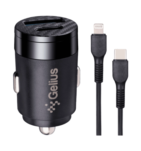АЗП Gelius Pro Inch Twix GP-CC010L USB+Type-C QC/PD (30 Watt)+Кабель Type-C - Lightining