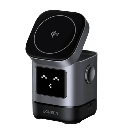 Бездротовий зарядний пристрій UGREEN W709 2-in-1 Robot Wireless Charger for iPhone&AirPods Grey (45775)