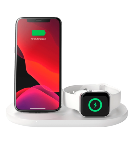 Бездротовий ЗП Belkin 3in1 Wireless Pad/Stand/Apple Watch white (WIZ001VfWH)