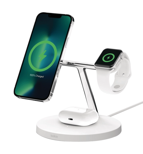 Бездротовий ЗП Belkin MagSafe 3in1 Wireless Charger, white (WIZ017VFWH)