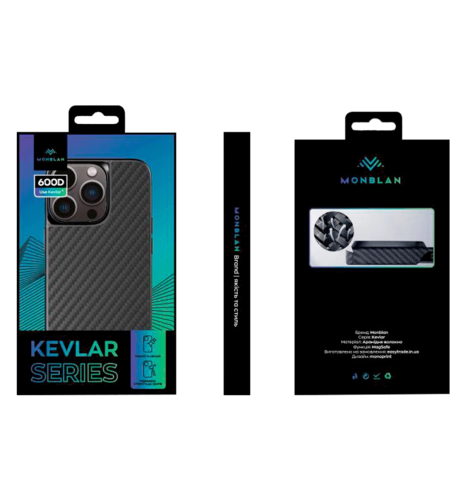 Чохол Monblan для iPhone 14 Pro Kevlar Magnetic Series (Black-Grey)