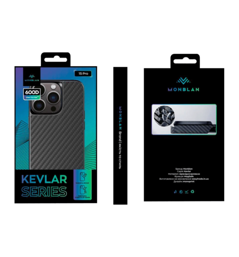 Чохол Monblan для iPhone 15 Pro Kevlar Magnetic Series (Black-Grey)