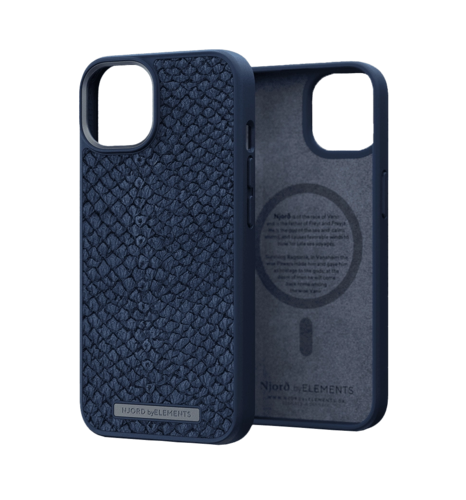 Чохол Njord Salmon Leather MagSafe Case Blue for iPhone 14 (NA41SL01)