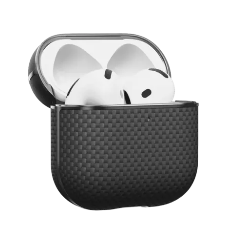 Чехол Pitaka Aramid Fiber Magnetic Plain Black/Grey for Airpods 4th Gen (APM2404)