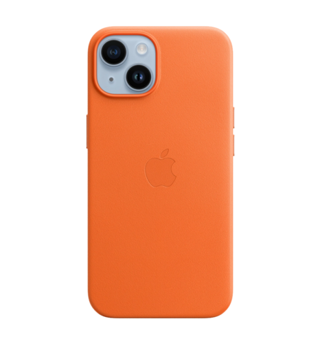 Чохол шкіряний iPhone 14 Leather Case with MagSafe Orange (MPP83)