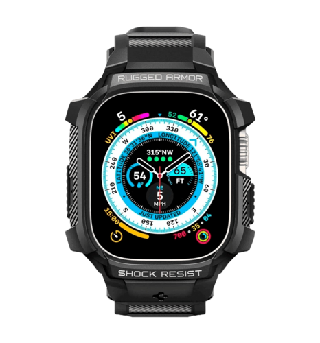 Чехол и ремешок 2в1 Spigen для Apple Watch Ultra 49mm Rugged Armor Pro, Black(ACS05460)