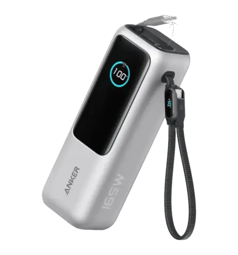 Додаткова батарея Anker - 25000 mAh 165W PD Built-In Double USB-C Cables (Silver)