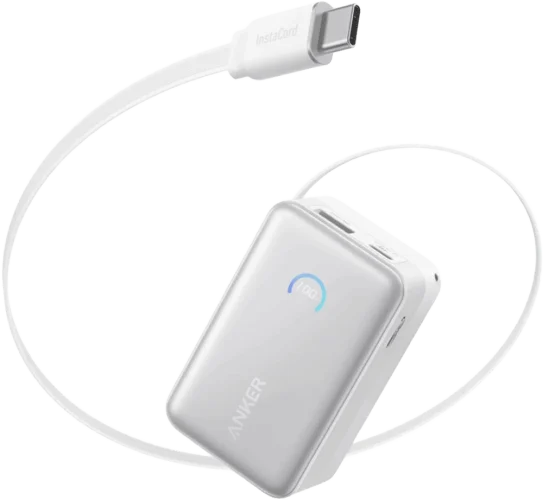 Додаткова батарея Anker Nano - 10000 mAh 45W Built-In USB-C Cable (White)