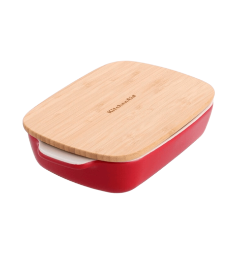 Форма для випічки з кришкою KitchenAid керамогранітна, 7,5х19,5х32,8 см, 1,9 л колір червоний (CC006