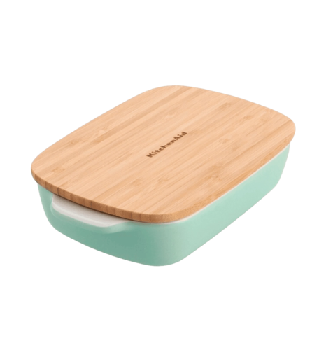 Форма для випічки з кришкою KitchenAid керамогранітна, 8,8х24,8х40,4 см, 3,8 л, фісташ колір (CC0074